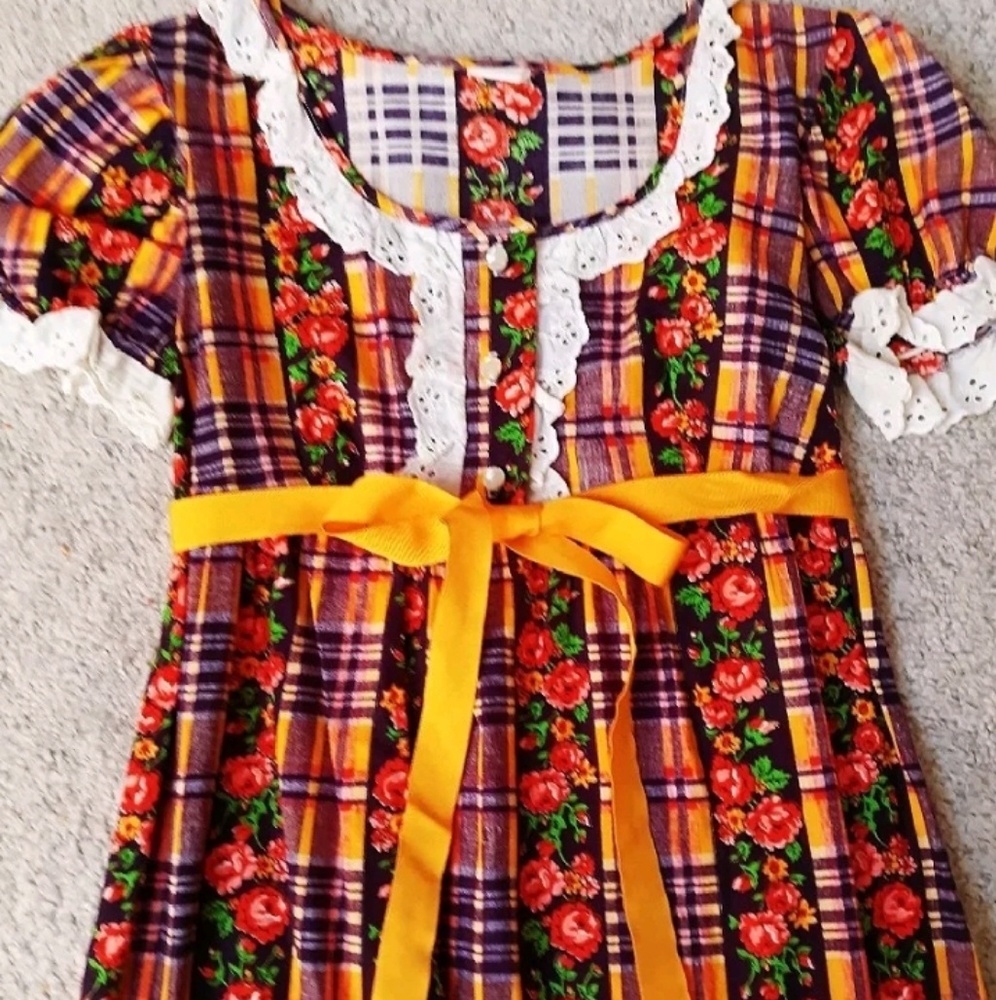 Vibrant adorable prairie Gunne Sax style dress M